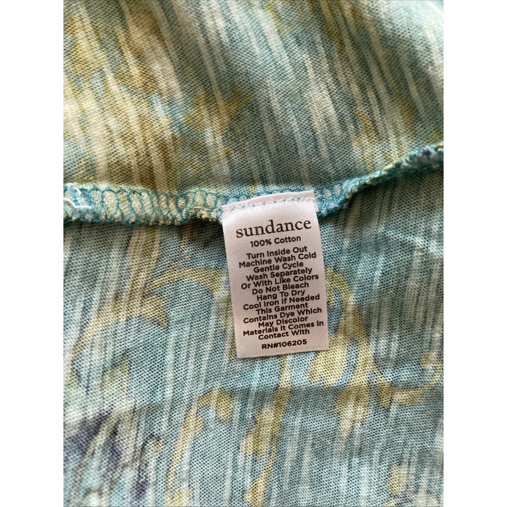 Sundance Floral Long Sleeve Shirt Sz L NWOT Teal Gold Tunic Stretch, Boho Casual - Picture 8 of 8
